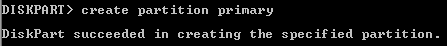 Diskpart create primary parition